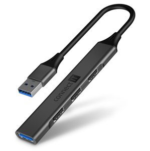 CONNECT IT USB-A hub, (1xUSB-A 3.0, 3xUSB-A 2.0), externí, ANTRACITOVÝ; CHU-4050-AN