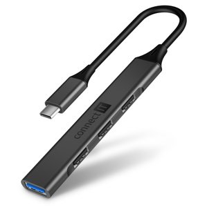 CONNECT IT USB-C hub, (1xUSB-A 3.0, 3xUSB-A 2.0), externí, ANTRACITOVÝ; CHU-5050-AN