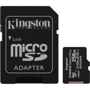 Kingston microSDXC Canvas Select Plus 256GB A1 Class 10 100MB/s + SD adaptér