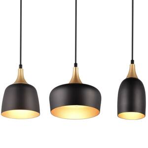 Trio Lighting Závěsné světlo Chiraz, tři zdroje, černá/zlatá