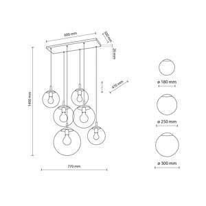 TK Lighting Závěsné svítidlo Esme, sklo, grafitově průhledné, 6 světel, obdélníkové