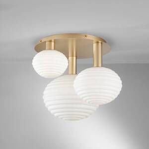 Eco-Light Stropní svítidlo Ripple, zlatá barva/opál, 3 světla