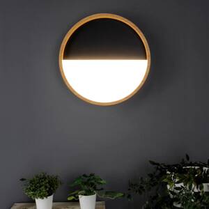 Eco-Light Nástěnné svítidlo LED Vista, černá barva/světlé dřevo, Ø 30 cm