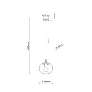 TK Lighting Závěsné svítidlo Vibe, grafitově šedé průhledné sklo, Ø 20 cm