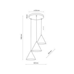 TK Lighting Závěsné svítidlo Cono, třísvítidlo, kulaté, Ø 42 cm, bílé