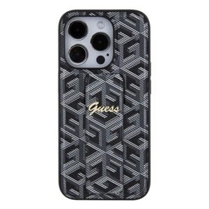 Guess PU Grip Stand G Cube Zadní kryt pro iPhone 15 Pro, black