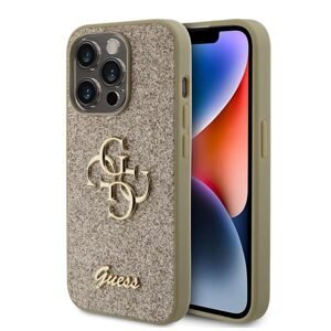 Guess PU Fixed Glitter 4G Metal Logo Zadní Kryt pro iPhone 15 Pro, gold