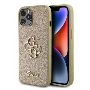 Guess PU Fixed Glitter 4G Metal Logo Zadní Kryt pro iPhone 12/12 Pro, gold