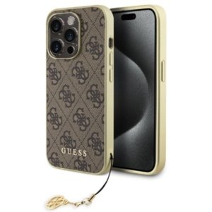 Zadní kryt Guess 4G Charms pro iPhone 15 Pro, hnědý