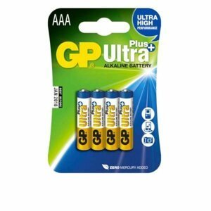 Alkalická mikrotužková baterie AAA, GP Ultra Plus, 4 kusy