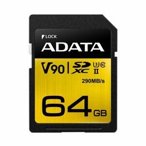 A-Data Premier ONE SDXC UHS-II U364GB | 
 Class 10, rychlost 290/260MB/s (ASDX64GUII3CL10-C)