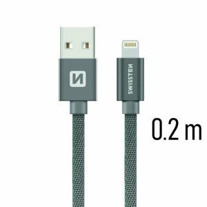 Datový kabel Swissten textilní s Lightning konektorem a podporou rychlonabíjení, Grey