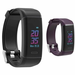 Carneo G-Fit+ fitness náramek s GPS, černý + fialový náramek