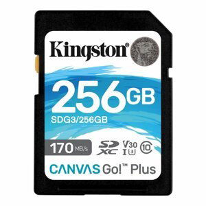 Kingston Canvas Go Plus Secure Digital SDXC UHS-I U3 256GB | Class 10, rychlost 170/90MB/s (SDG3/256GB)