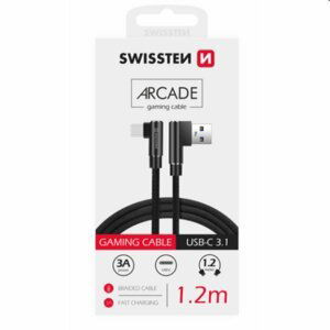 Datový kabel Swissten USB/USB-C textilní s podporou rychlonabíjení, černý
