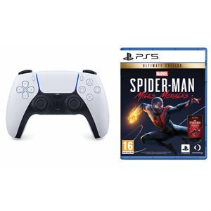 PlayStation 5 DualSense Wireless Controller, black & white + Marvel's Spider-Man: Miles Morales CZ (Ultimate Edition)