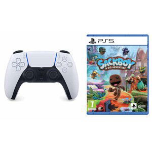 PlayStation 5 DualSense Wireless Controller, black & white + Sackboy: A Big Adventure CZ