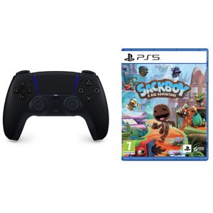 PlayStation 5 DualSense Wireless Controller, midnight black + Sackboy: A Big Adventure CZ