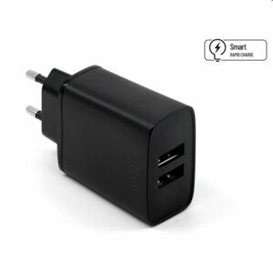 FIXED Síťová nabíječka Smart Rapid Charge s 2 x USB, 15W, černá