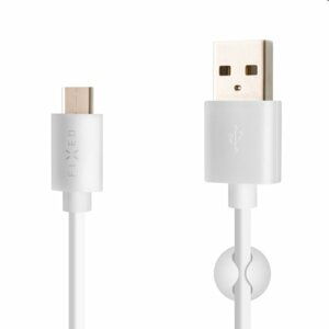 FIXED Datový a nabíjecí kabel USB/USB-C, USB 2.0, 60 W, 1 m, bílý