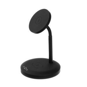 FIXED MagStand Stojan s bezdrátovým nabíjením pro 2 zařízení, 15 W + 5 W, černý