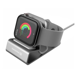 Swissten hliníkový stojan pro Apple watch, stříbrný