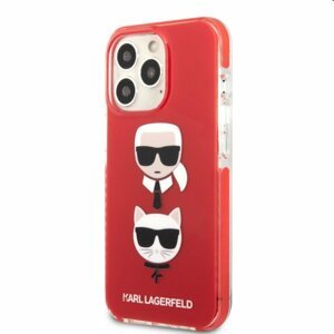 Pouzdro Karl Lagerfeld TPE Karl and Choupette Heads pro Apple iPhone 13 Pro, červené