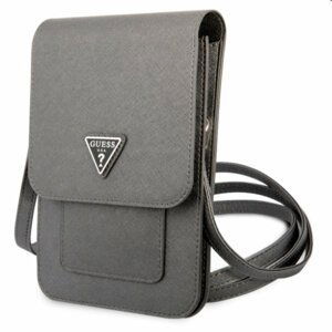 Guess PU Saffiano Triangle Logo Phone Bag, grey