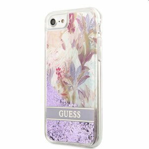 Pouzdro Guess Liquid Glitter Flower pro Apple iPhone 7/8/SE2020/SE2022, fialové