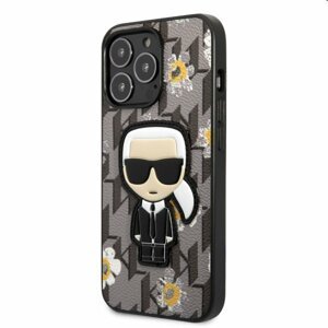 Pouzdro Karl Lagerfeld Ikonik Flower pro Apple iPhone 13, šedé