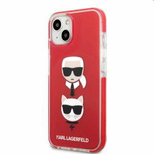 Pouzdro Karl Lagerfeld TPE Karl and Choupette Heads pro Apple iPhone 13 mini, červené