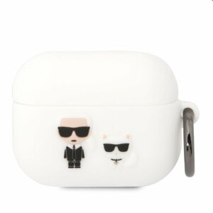 Karl Lagerfeld and Choupette silikónový obal pro Apple Airpods Pro, bílý