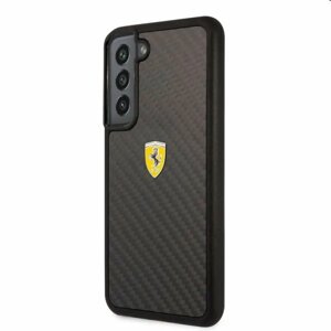 Pouzdro Ferrari Real Carbon pro Samsung Galaxy S22 Plus, černé