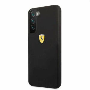 Pouzdro Ferrari Liquid Silicone Metal Logo pro Samsung Galaxy S22 Plus, černé