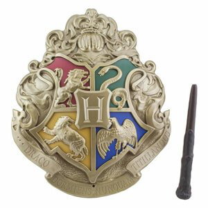 Lampa Bradavický erb s ovladačem ve tvaru hůlky (Harry Potter)