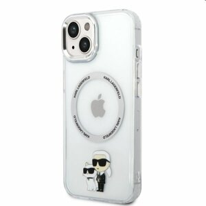 Pouzdro Karl Lagerfeld MagSafe IML Karl and Choupette NFT pro Apple iPhone 14, transparentní