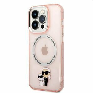 Pouzdro Karl Lagerfeld MagSafe IML Karl and Choupette NFT pro Apple iPhone 14 Pro Max, růžové