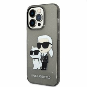 Pouzdro Karl Lagerfeld IML Glitter Karl and Choupette NFT pro Apple iPhone 14 Pro Max, černé