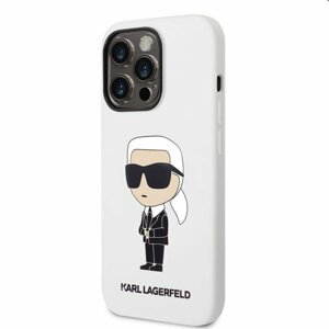 Zadní kryt Karl Lagerfeld Liquid Silicone Ikonik NFT pro Apple iPhone 14 Pro, bílé