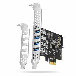 AXAGON PCEU-43RS PCIe řadič 4x USB3.0 UASP VIA, 15-pin SATA napájení