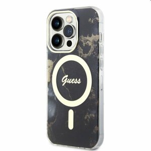 Pouzdro Guess Marble IML MagSafe for Apple iPhone 14 Pro Max, černé