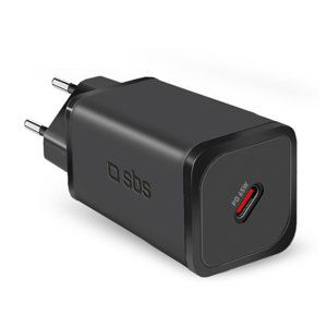 SBS Cestovní adaptér Mini USB-C, GaN, 65 W, PD, černá