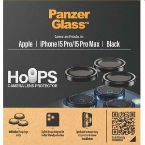 PanzerGlass Ochranný kryt objektivu fotoaparátu Hoops pro Apple iPhone 15 Pro/15 Pro Max, černá