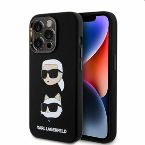 Pouzdro Karl Lagerfeld Liquid Silicone Karl and Choupette Heads pro Apple iPhone 15 Pro Max, černé