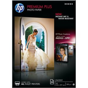 HP Premium Plus Glossy Photo Paper, A4, 300 g/m2, 20 listů - CR672A