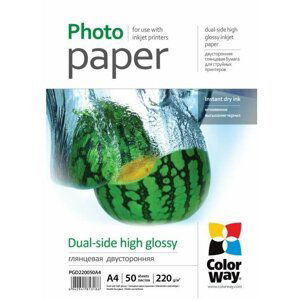 COLORWAY dual-side high glossy 220g/m2, A4, 50 listů - PGD220050A4