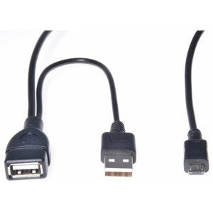 PremiumCord USB redukce kabel USB A/female+USB A/male - Micro USB/male OTG - kur-21
