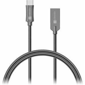 CONNECT IT Wirez Steel Knight USB-C (Type C) - USB-A, metallic anthracite, 1 m - CCA-5010-AN