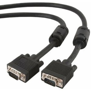 Gembird CABLEXPERT kabel propojovací k monitoru 15M/15M VGA 5m stíněný extra, ferrit, černá - CC-PPVGA-5M-B