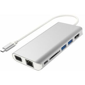 PremiumCord převodník USB3.1 typ C na HDMI+VGA+RJ45+2xUSB3.0+SD card +3,5mm+PD charge - ku31dock08